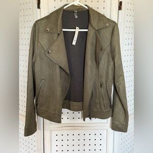 Alya Olive Green Moto Jacket